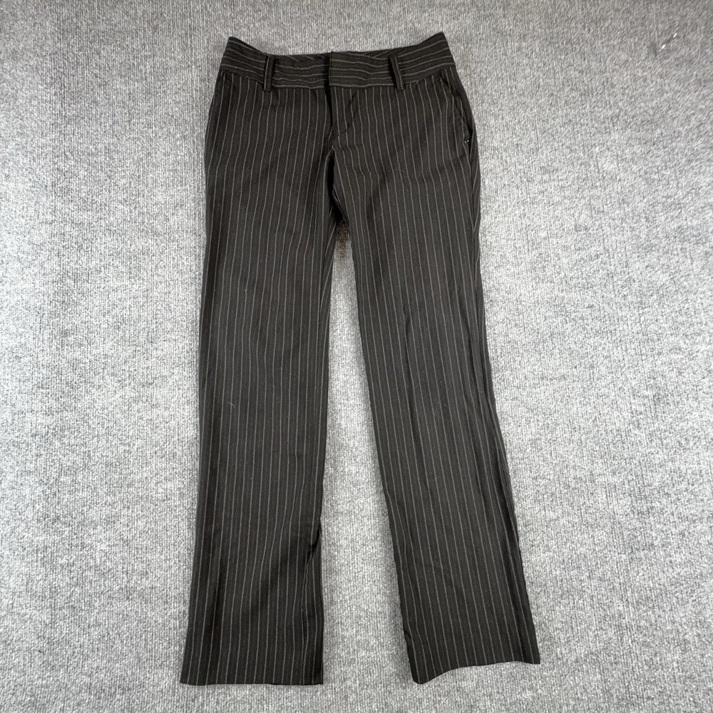 Old Navy Dress Pants Womens 4 Brown Pinstripe Stretch Straight Leg Work Career